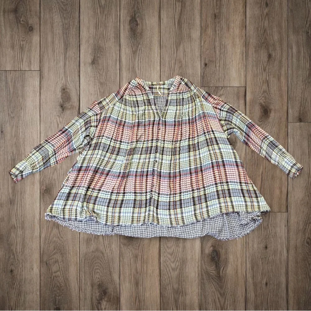 Free‎ People Come on Over Multicolor Plaid Women's Top